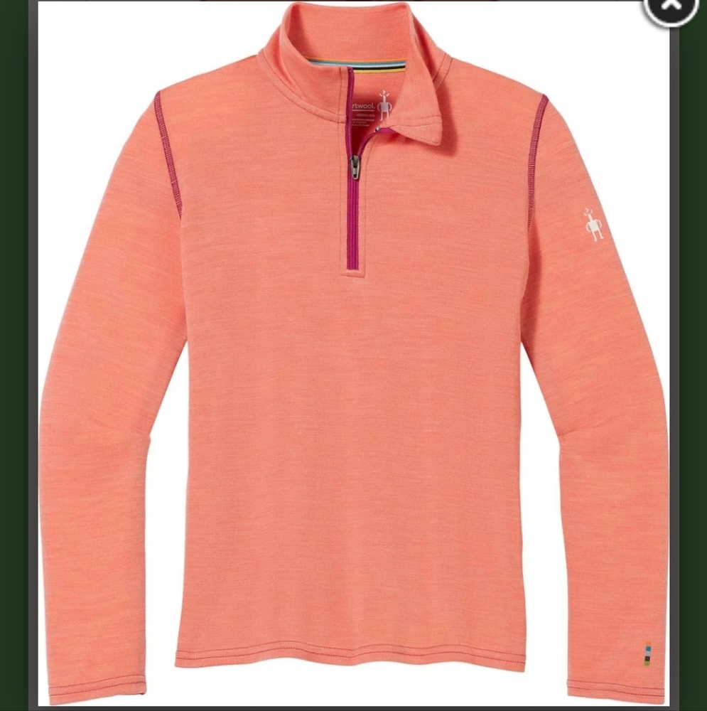 Smartwool Kids Merino Wool Zip Orange Pink Sunset